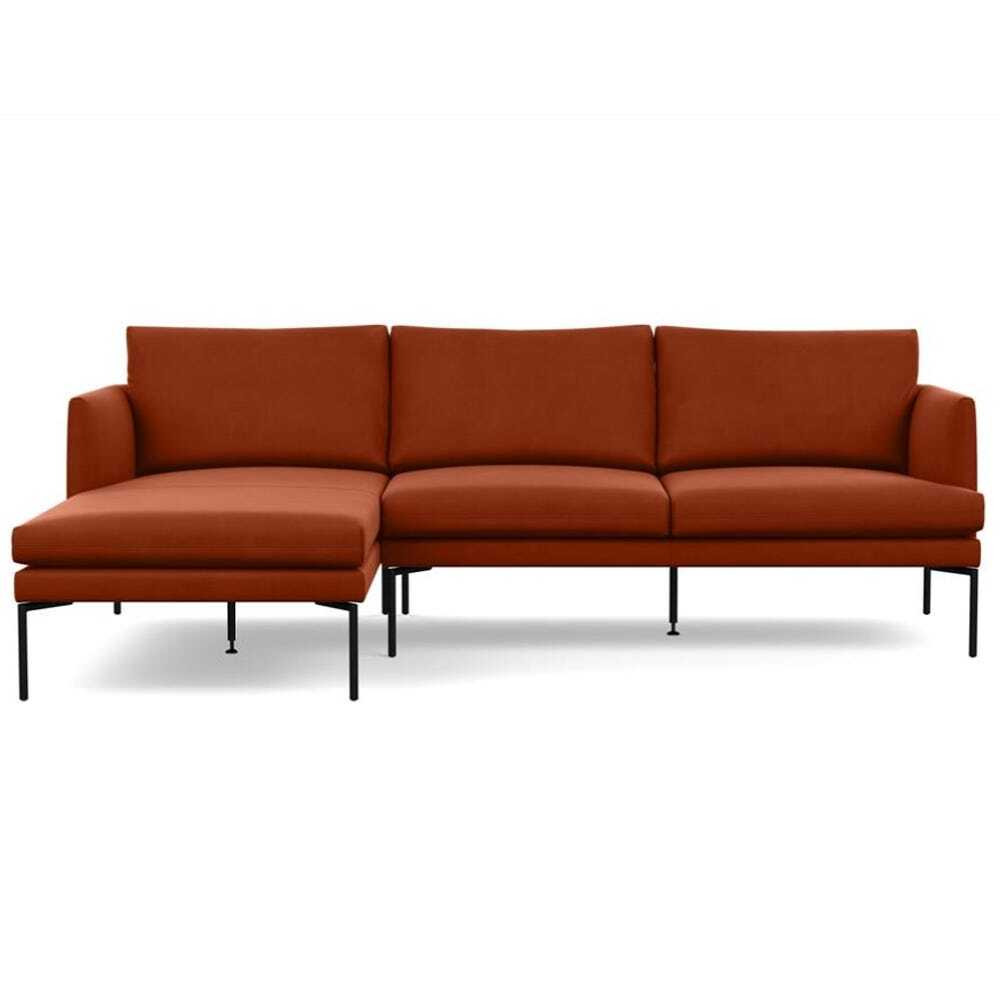 Heal's Matera Left Hand Facing Corner Chaise Nobilis Velvet Rust Black Feet