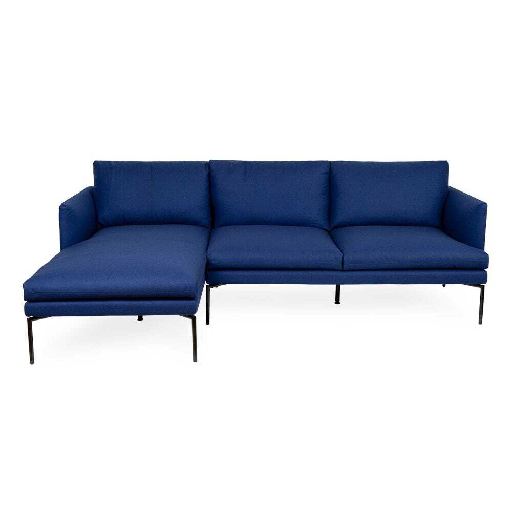 Heal's Matera Left Hand Facing Chaise Sofa St Moritz Wool Teal Black Feet