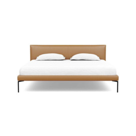 Heal's Matera Bedstead Super King Daino Leather Parchment Black Feet