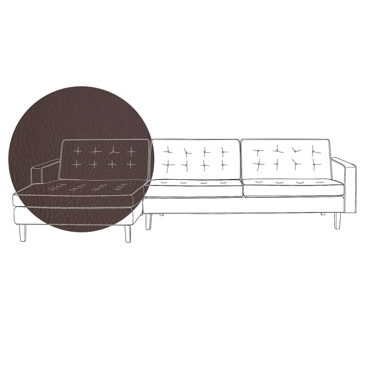Heal's Hepburn Left Hand Facing Corner Sofa In Leather Px30 Chocolate Wenge Black feet - Heal's UK Furniture