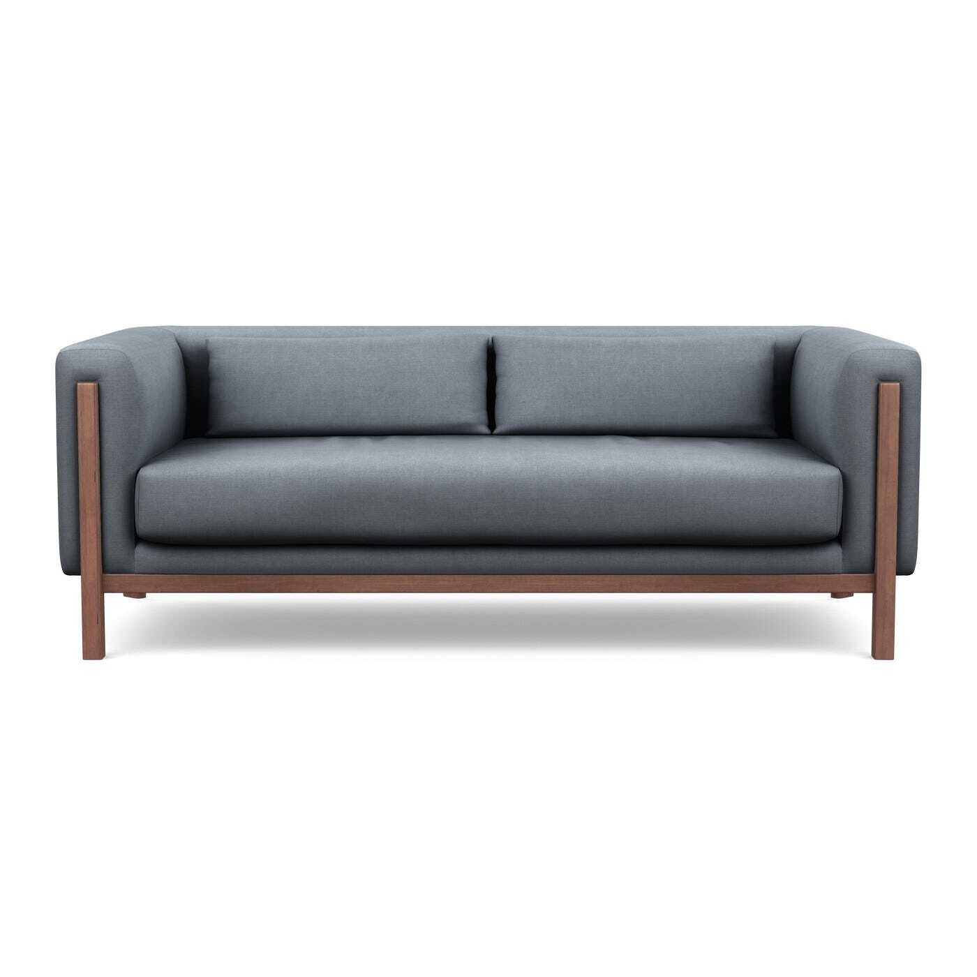 Heal's Massimo 3 Seater Sofa Siena Cotton Shale Grey Walnut Feet