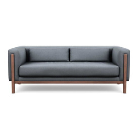 Heal's Massimo 3 Seater Sofa Siena Cotton Shale Grey Walnut Feet