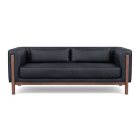 Heal's Massimo 3 Seater Sofa Luxury Leather Anthracite Walnut Feet