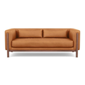 Heal's Massimo 3 Seater Sofa Luxury Leather Canella Walnut Feet