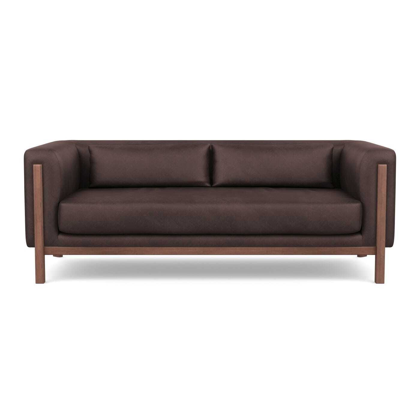 Heal's Massimo 3 Seater Sofa Luxury Leather Coco Walnut Feet