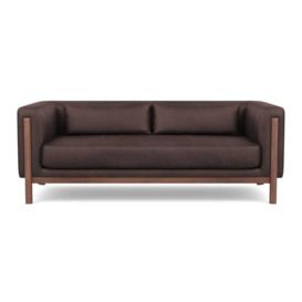 Heal's Massimo 3 Seater Sofa Luxury Leather Coco Walnut Feet