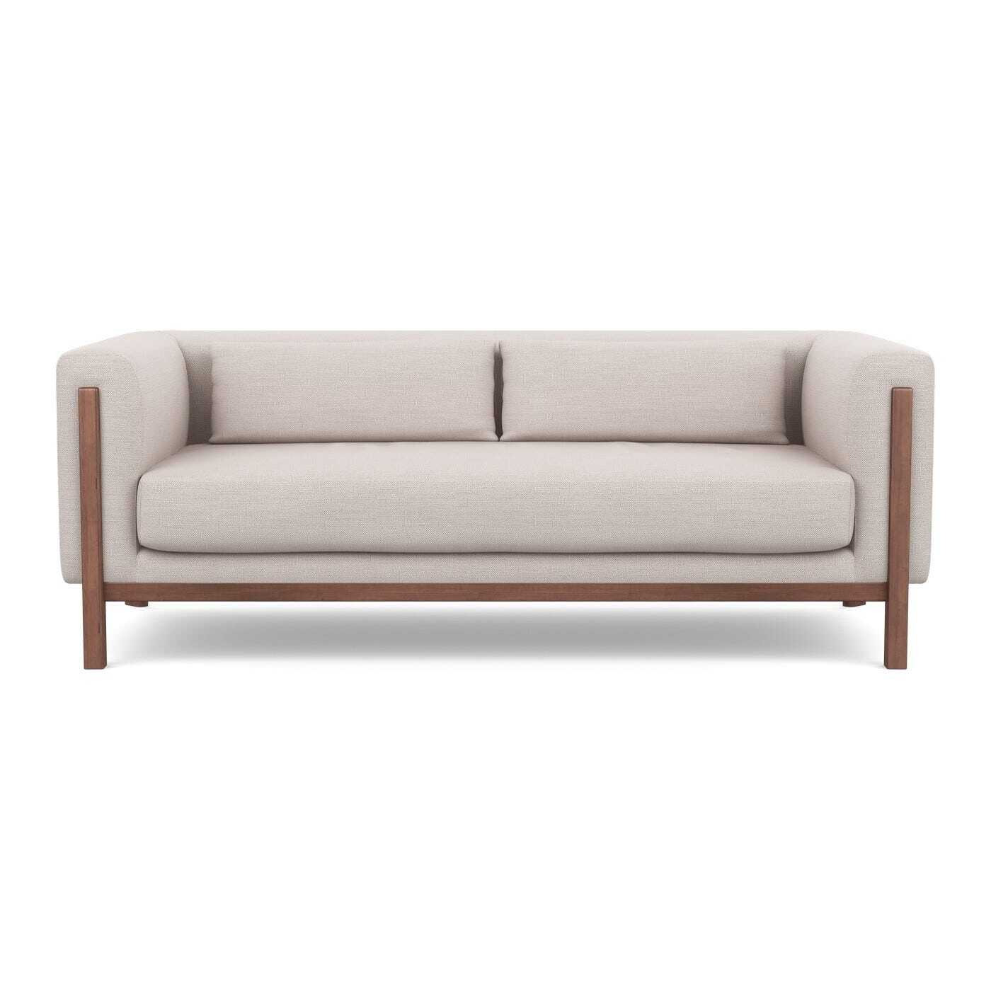 Heal's Massimo 3 Seater Sofa Tundra Texture Stone Walnut Feet