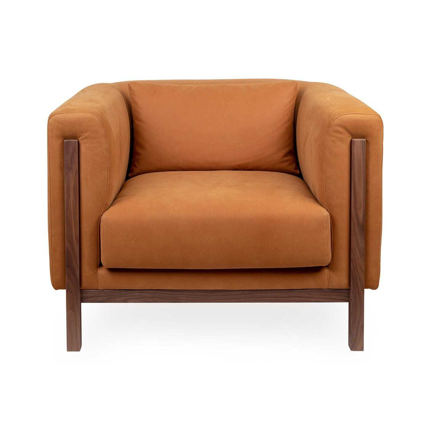 Heal's Massimo Armchair Marylebone Velvet Smoke Walnut Feet