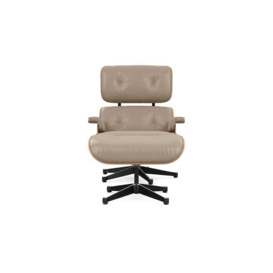 Vitra Eames Lounge Chair & Ottoman New Dims A. Cherry Polished with Black Leather Premium Sand - Heal's UK Furniture