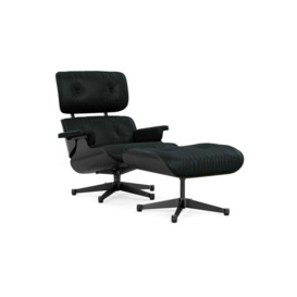 Vitra Eames Lounge Chair & Ottoman New Dims Black Ash Black Coated Leather Premium Nero
