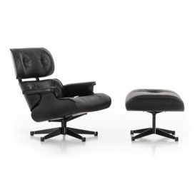 Vitra Eames Lounge Chair & Ottoman New Dims Black Pig. Walnut Polished with Black L.Premium Snow - thumbnail 2