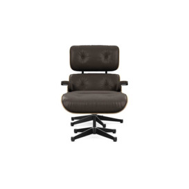 Vitra Eames Lounge Chair & Ottoman New Dims Santos Palisander Polished with Black L.Premium Brown