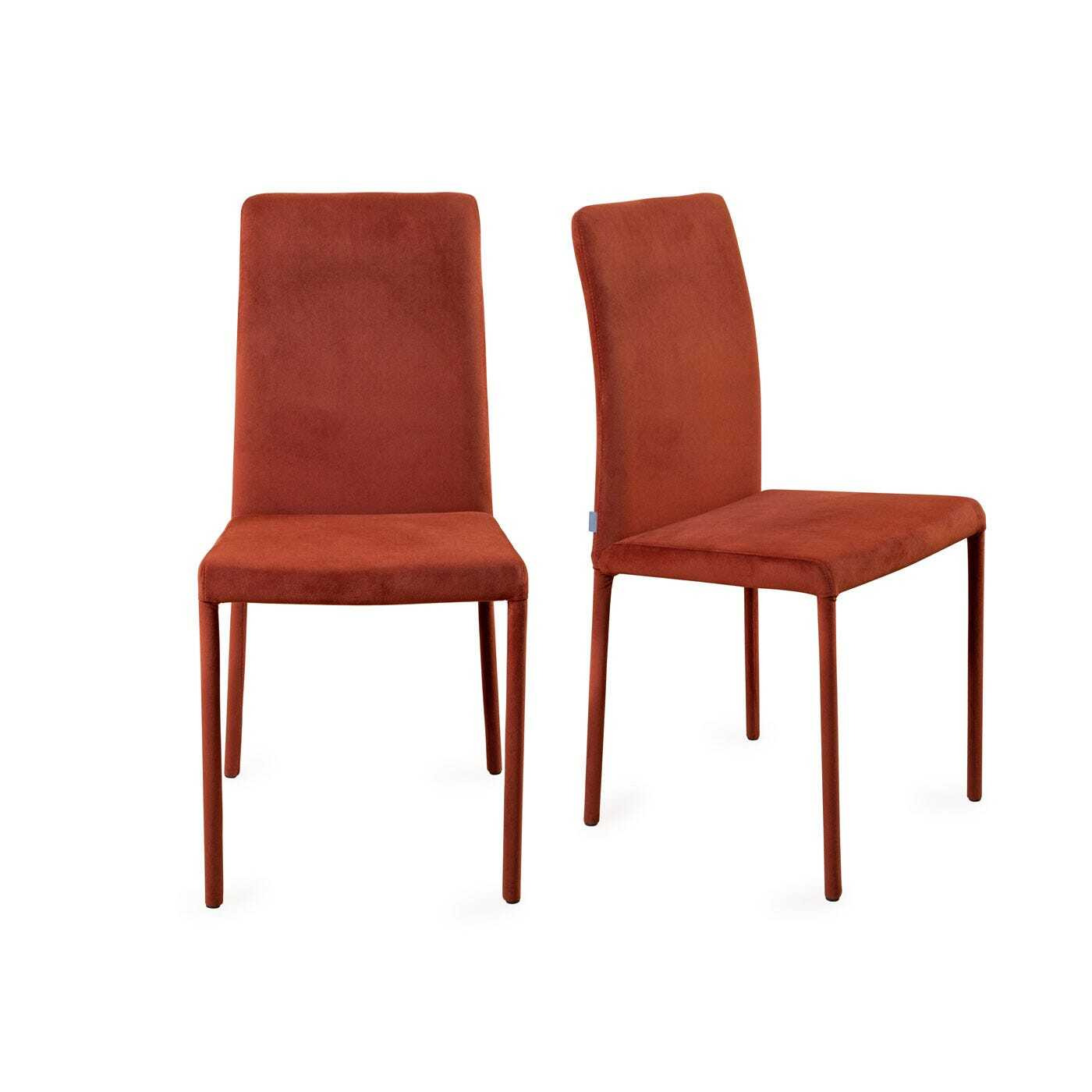 Heal's Bronte Pair of Dining Chairs Plush Velvet Umber