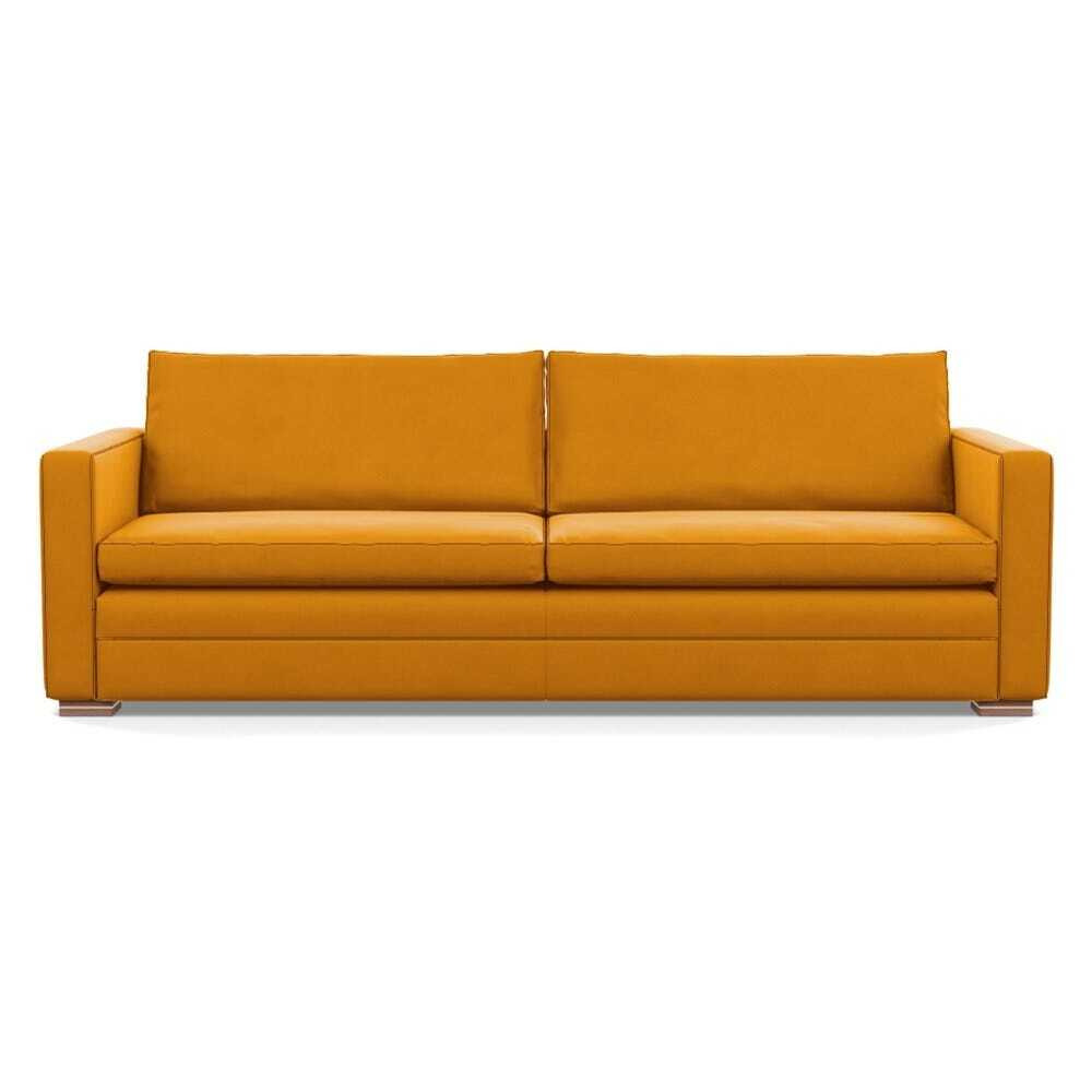 Heal's Palermo 5 Seater Sofa Nobilis Velvet Mustard Brass and Walnut Feet