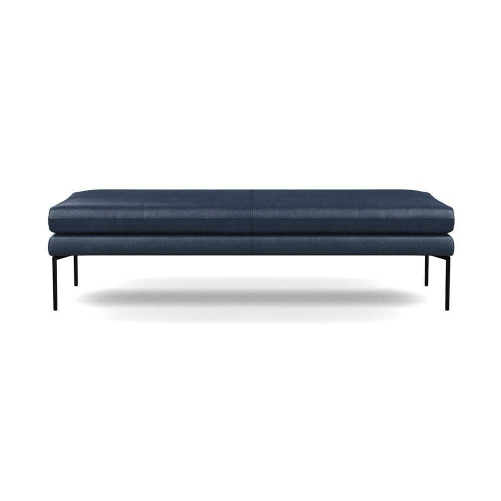 Heal's Matera Bench 160cm Leather Stonewash Navy Blue 279 Black Feet - Heal's UK Furniture - image 1