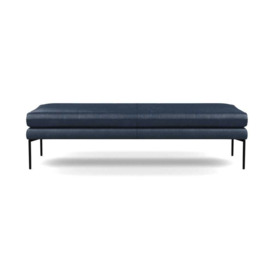 Heal's Matera Bench 160cm Leather Stonewash Navy Blue 279 Black Feet - Heal's UK Furniture - thumbnail 1