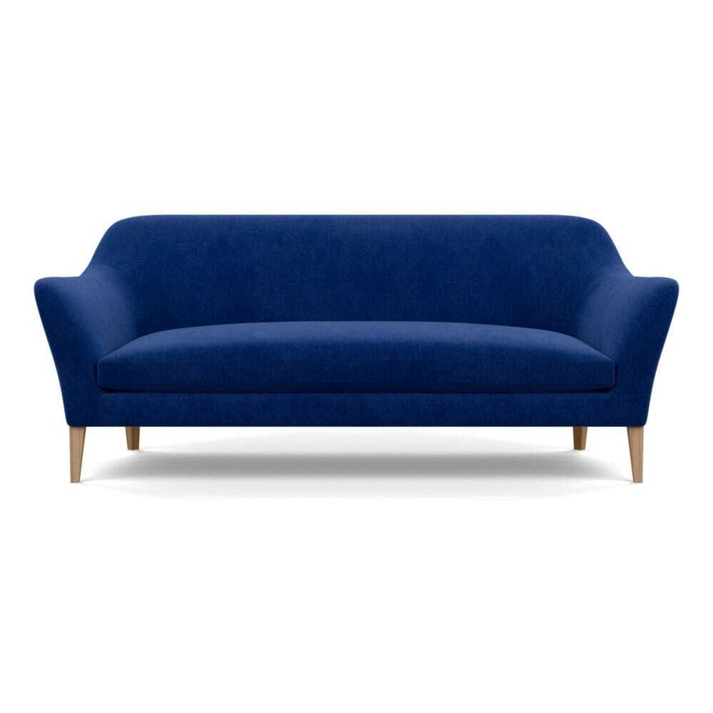 Heal's Wallis 4 Seater Sofa Smart Luxe Velvet Azure Tinted Ash Feet