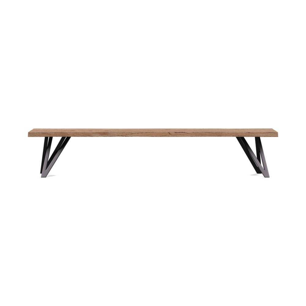 Heal's Vienna Bench 220x35cm Smoked Oiled Oak Natural Edge Filled - image 1