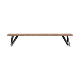 Heal's Vienna Bench 220x35cm Smoked Oiled Oak Natural Edge Filled