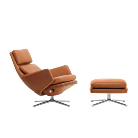 Vitra Grand Relax Chair & Ottoman in Cognac Leather