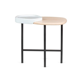 Ligne Roset Lewa Side Table Natural Ash Top White Ceramic Holder - Heal's UK Furniture