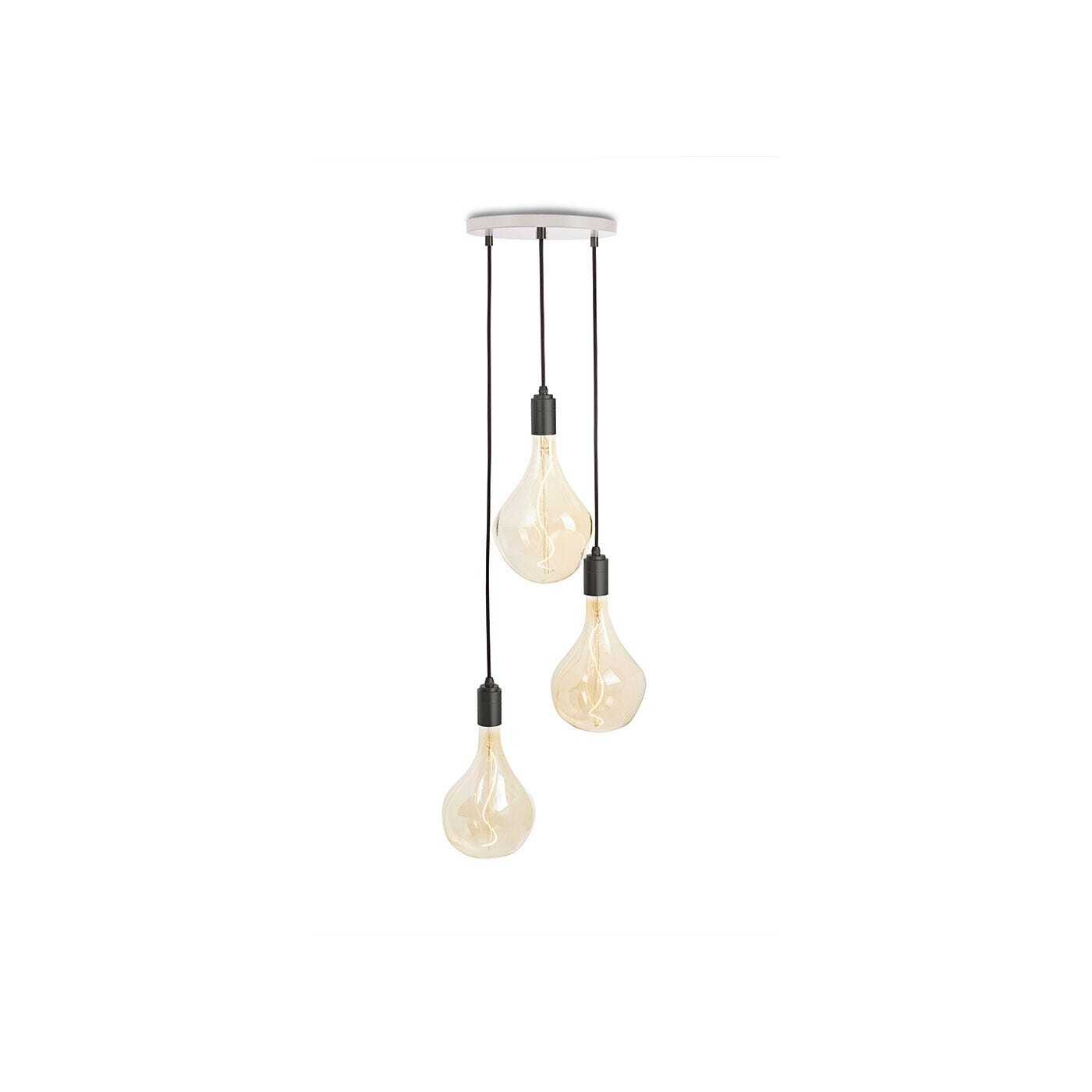 Tala Small White Canopy With 3 Graphite Pendants and 3 Voronoi II Bulbs