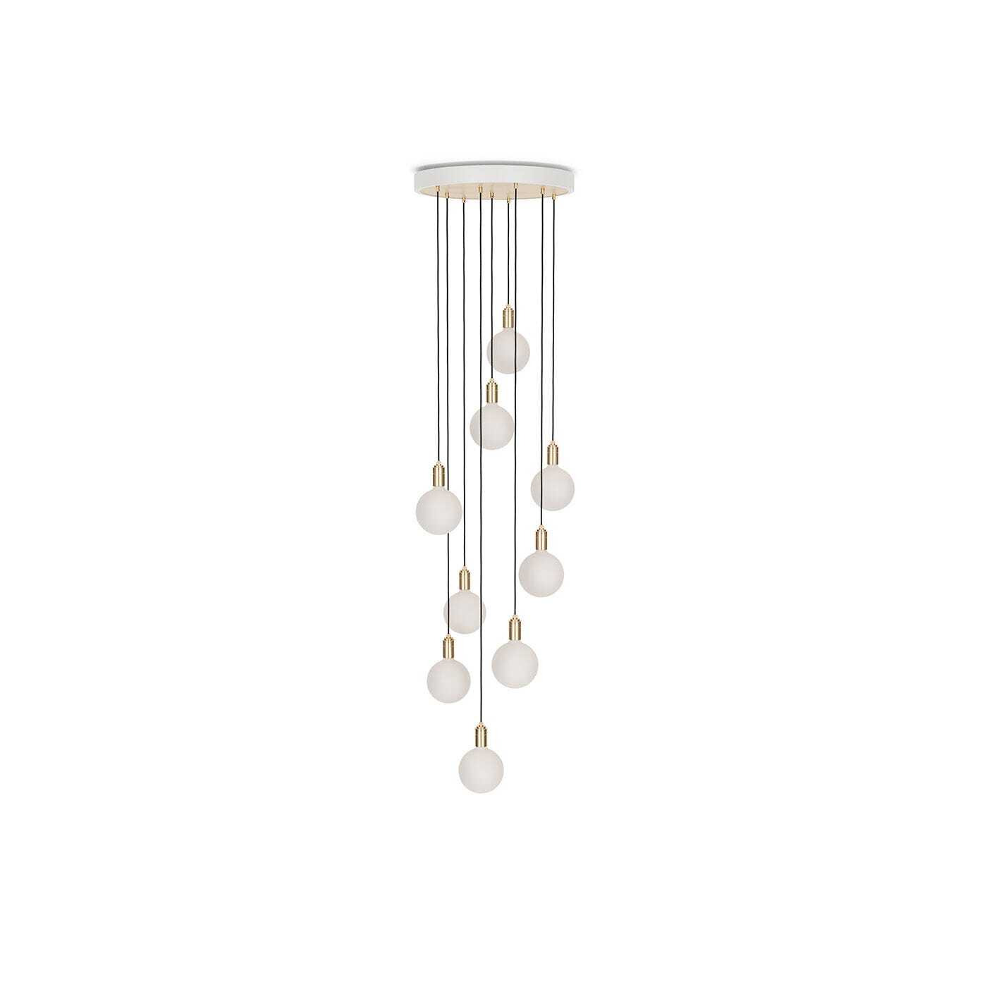 Tala Large White Canopy With 9 Brass Pendants and 9 Sphere IV Bulbs - image 1