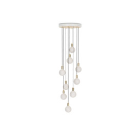 Tala Large White Canopy With 9 Brass Pendants and 9 Sphere IV Bulbs - thumbnail 2