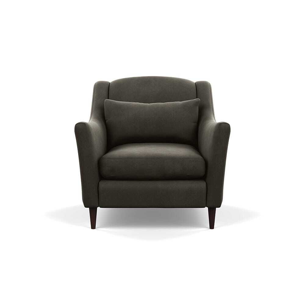 Heal's Somerset Armchair Velvet Charcoal Walnut Stained Feet - image 1