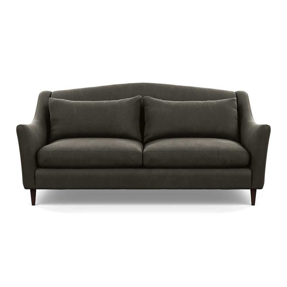 Heal's Somerset 3 Seater Sofa Velvet Charcoal Walnut Stained Feet