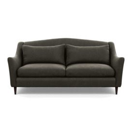 Heal's Somerset 3 Seater Sofa Velvet Charcoal Walnut Stained Feet