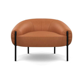 Heal's Isola Chair Linea Leather Brown 680 Black Feet - Heal's UK Furniture