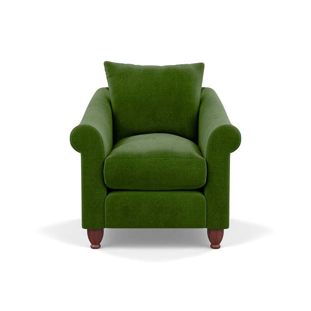 Heal's Devon Armchair Smart Luxe Velvet Grass Walnut Stain Beech Feet - Heal's UK Furniture