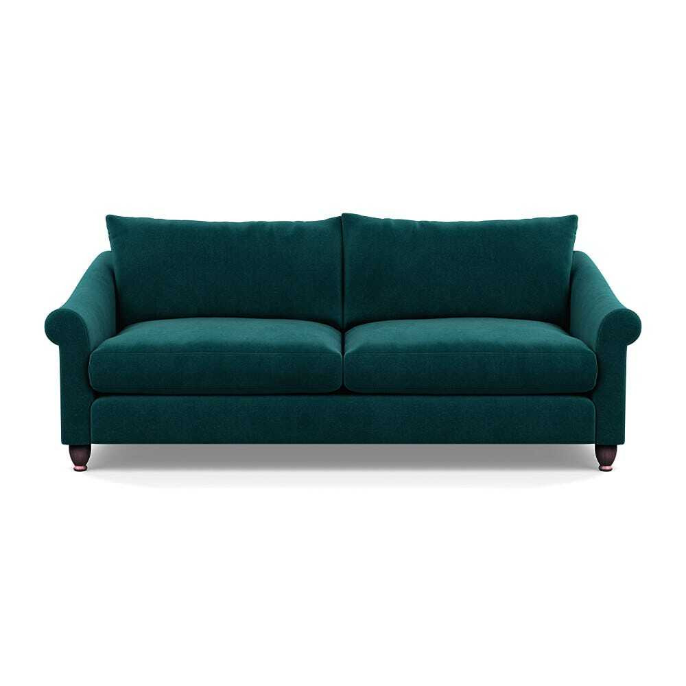 Heal's Devon 4 Seater Sofa Smart Luxe Velvet Ocean Walnut Stained Feet - image 1