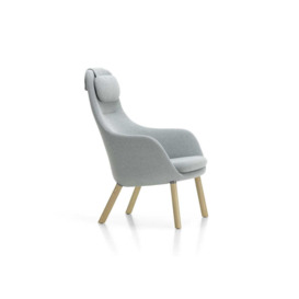 Vitra Hal Lounge Chair Dumet Steel Blue Natural Oak Legs Loose Cushion