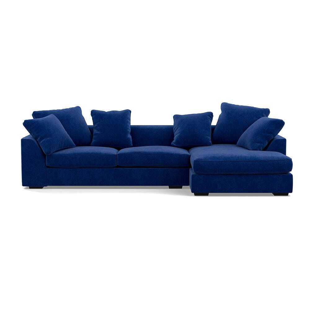 Heal's Cumulus RHF Corner Sofa Smart Luxe Velvet Azure Black Feet
