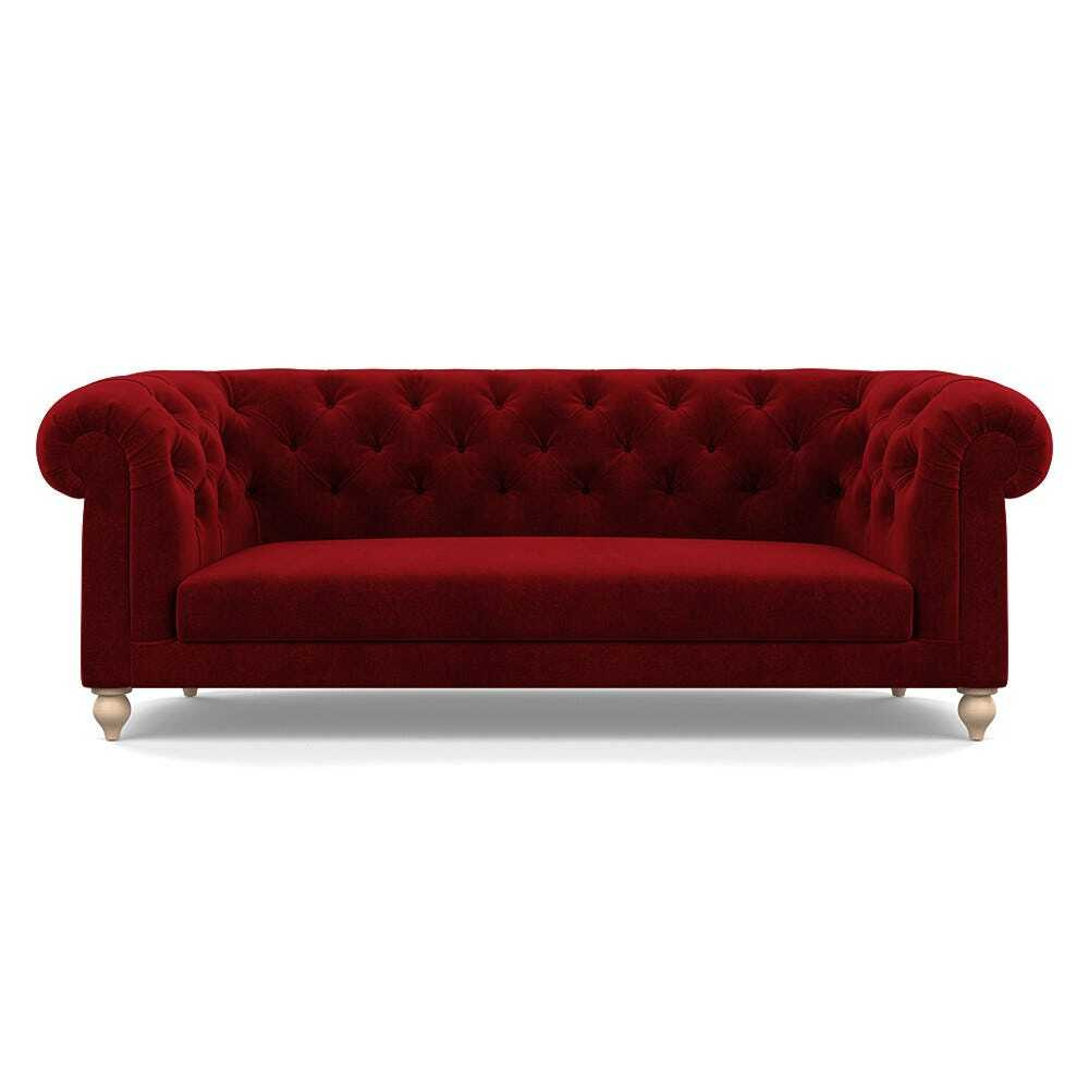 Heal's Fitzrovia 3 Seater Sofa Smart Luxe Velvet Mulberry Natural Feet