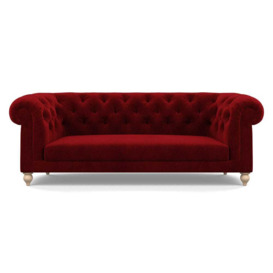 Heal's Fitzrovia 3 Seater Sofa Smart Luxe Velvet Mulberry Natural Feet