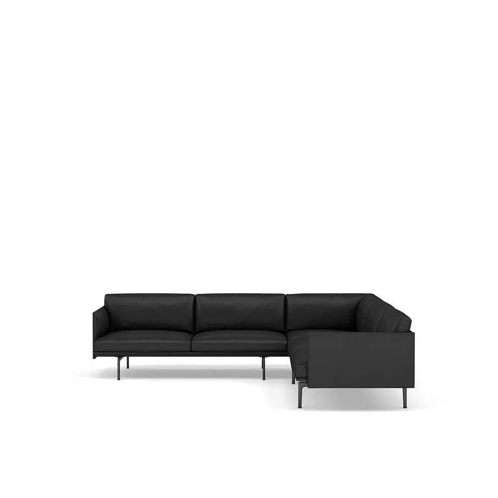 Muuto Outline Corner Sofa Refine Leather Black