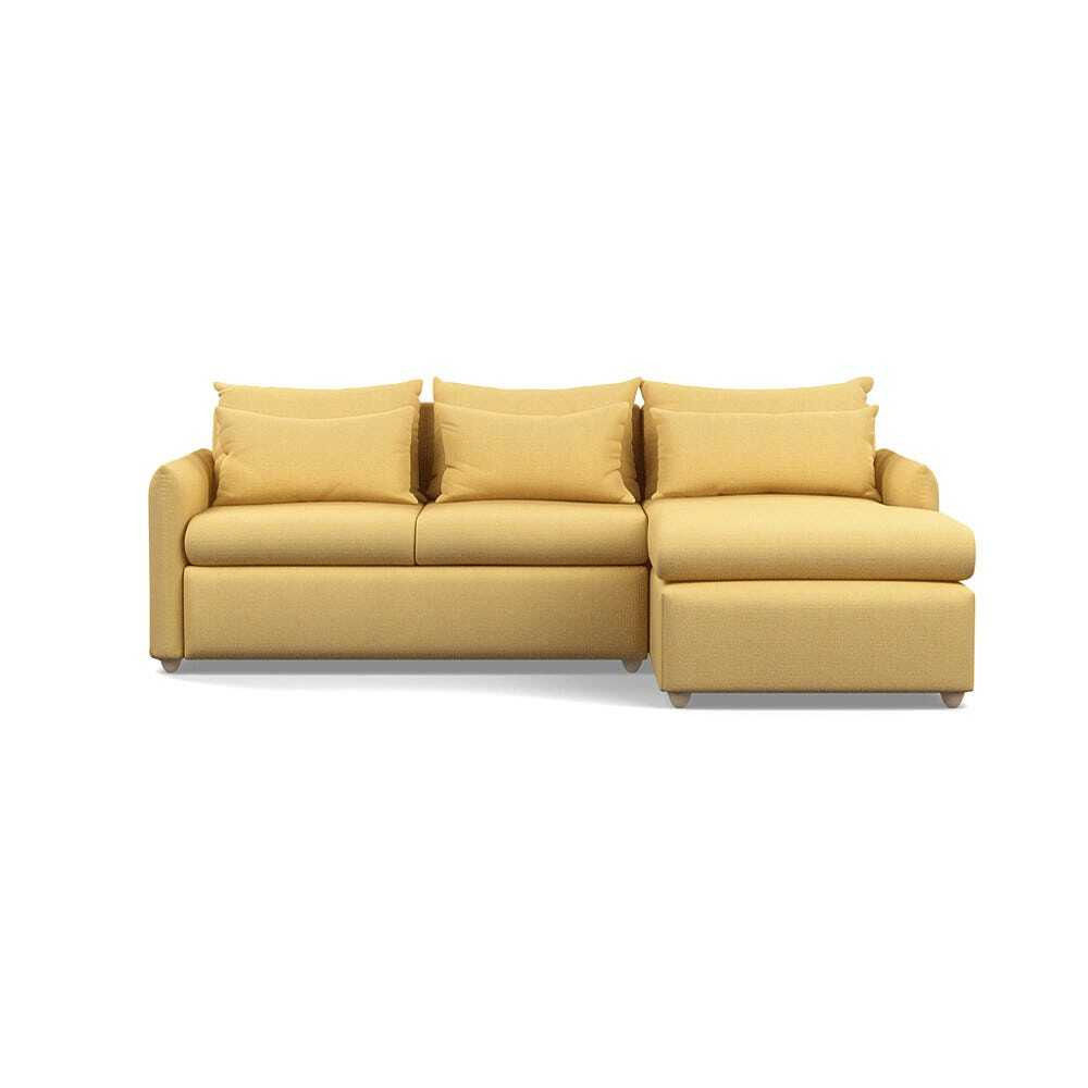 Heal's Pillow Medium RHF Corner Chaise Sofa Bed Tejo Ochre Natural Oak Feet - Heal's UK Bedroom Furniture