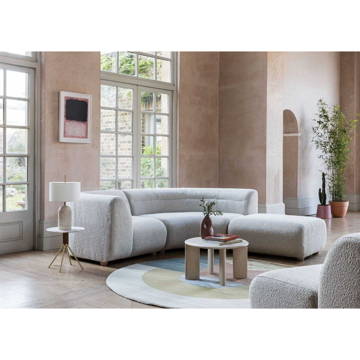 Heal's Lilli Right Hand Facing Curved Corner Sofa Smart Luxe Velvet Azure Natural Beech Feet