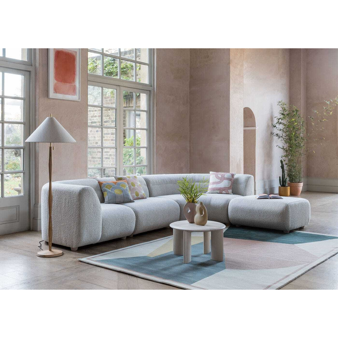 Heal's Lilli Left Hand Facing Curved Corner Sofa Smart Luxe Velvet Azure Natural Beech Feet