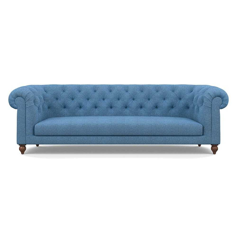 Heal's Fitzrovia 4 Seater Sofa Tejo Recycled Cobalt Stained Oak Feet