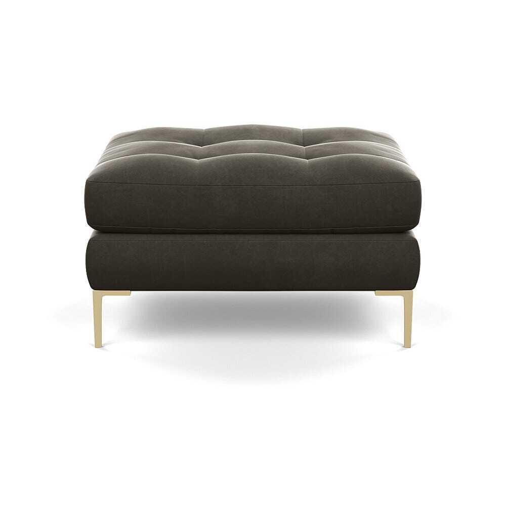 Heal's Eton Footstool Velvet Charcoal Brass Feet - Heal's UK Furniture - image 1