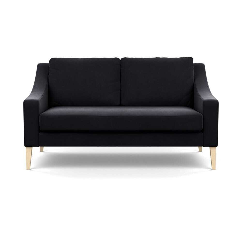 Heal's Richmond 2 Seater Sofa Velvet Black Natural Feet - Heal's UK Furniture