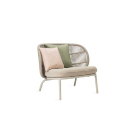 Vincent Sheppard Kodo Outdoor Lounge Chair Dune White Olive and Blush Cushions