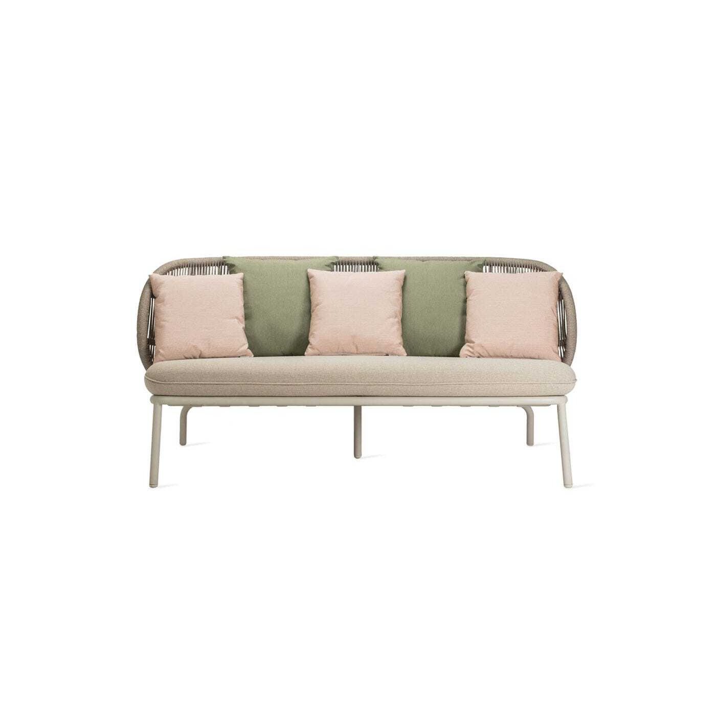 Vincent Sheppard Kodo Outdoor Lounge Sofa Dune White Olive and Blush Cushions - image 1