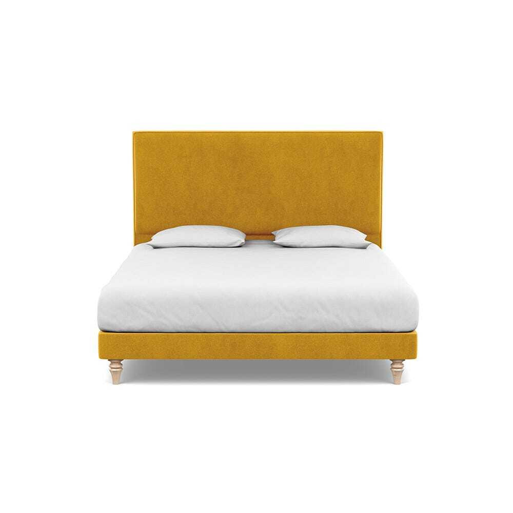 Heal's Shallow Divan Super King Smart Luxe Velvet Canary Light Turned Solid Wood - image 1