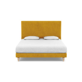 Heal's Shallow Divan Super King Smart Luxe Velvet Canary Light Turned Solid Wood - thumbnail 1