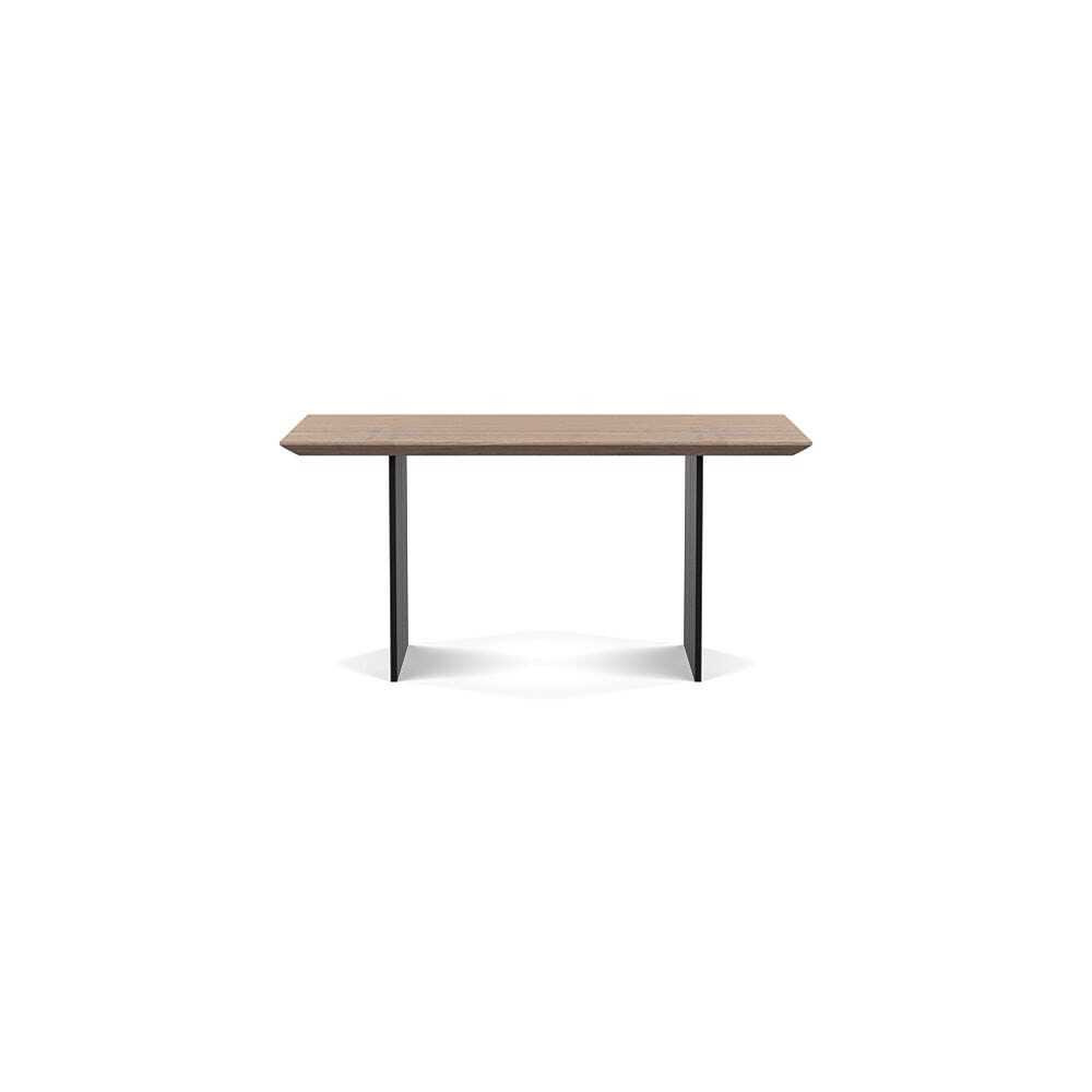 Heal's Berlin Dining Table 160x90cm Grey Oak Chamfered Edge Filled Black Legs